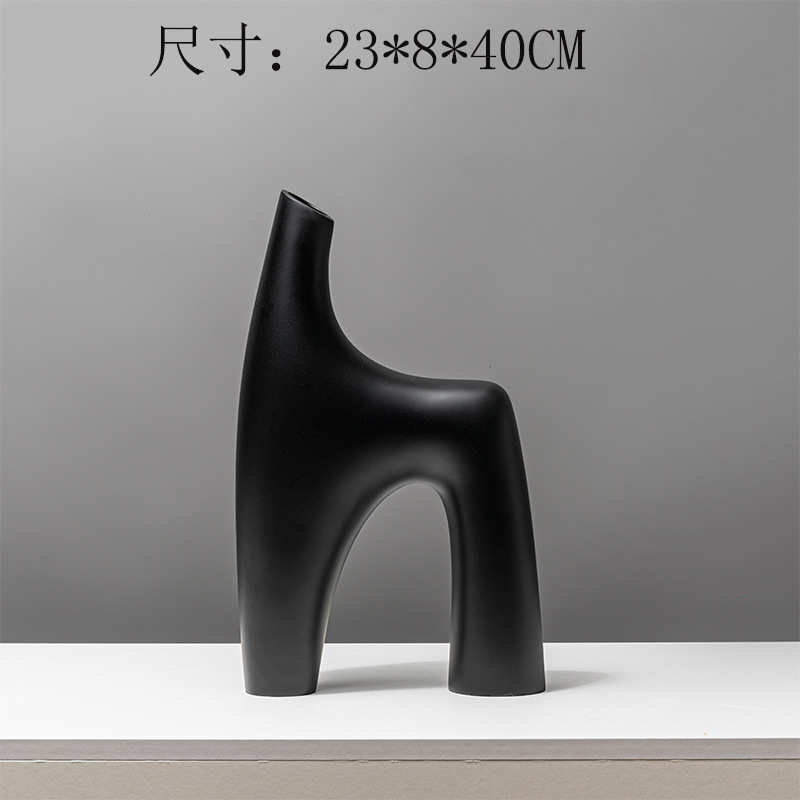 软几何器白色北欧不规则花样板间家居饰品花瓶现代树脂干花异形装