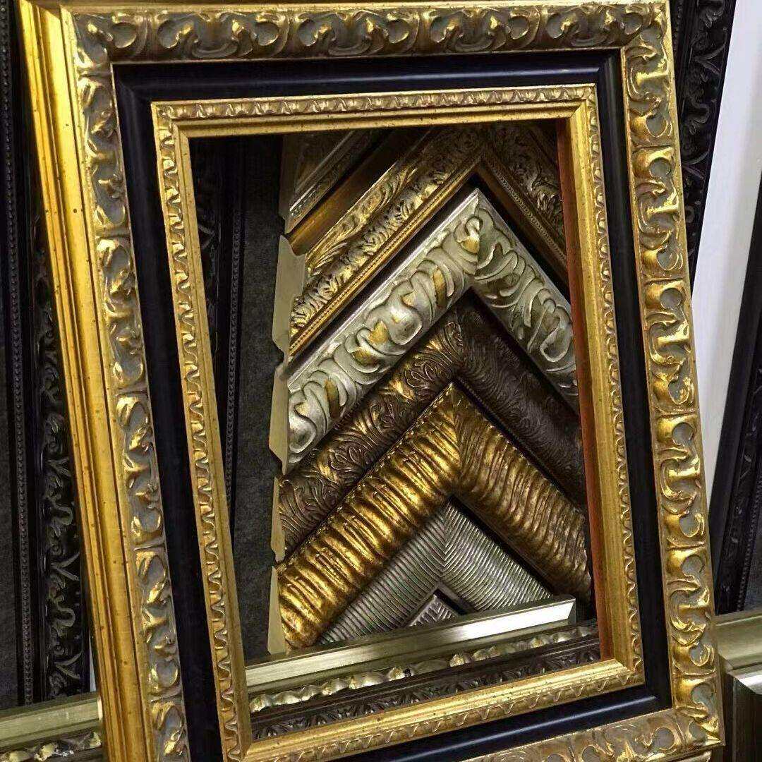 高端画框欧式复古画外框装裱框边宽9公分祖母绿巴洛克实木油画框