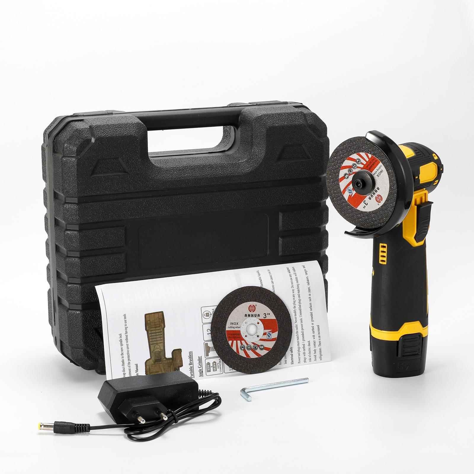 塑盒装无刷无线锂电角磨机迷你切割机砂轮机动力电池款76mm切割片