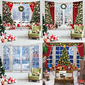 北欧圣诞节挂毯圣诞树雪景拍照背景挂布圣诞活动派对装 饰背景墙布