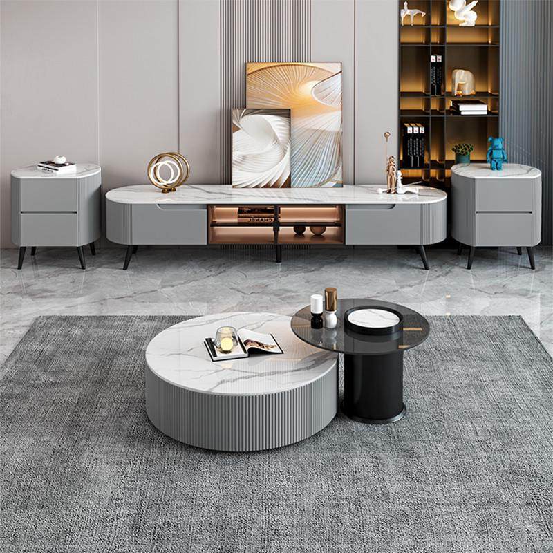 现代简约岩板茶几电视柜组合大小圆形茶几客厅带斗柜边柜电视柜,住宅家具,电视柜,淘宝优惠券,粉丝福利购,淘宝优惠卷