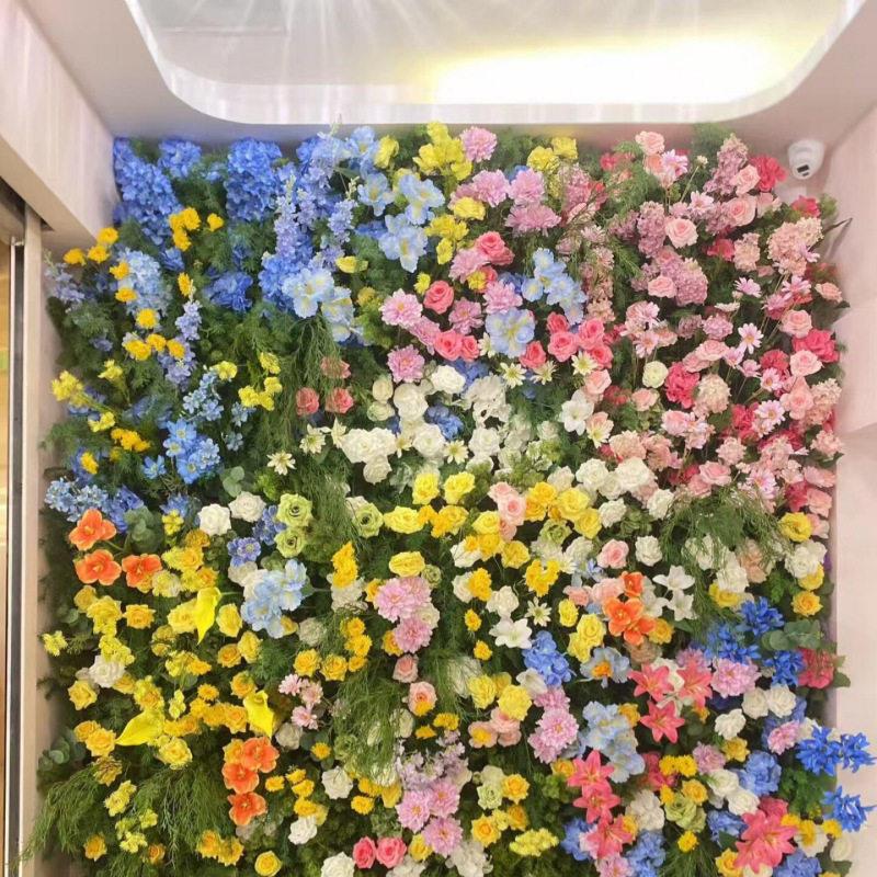婚庆玫瑰仿真花墙打卡布置婚礼装饰绿植花艺墙面立体成品绢花定制