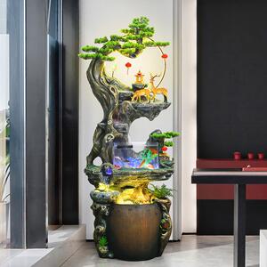 中式根雕流水喷泉循环水鱼缸客厅茶室办公室公司落地水景装饰摆件