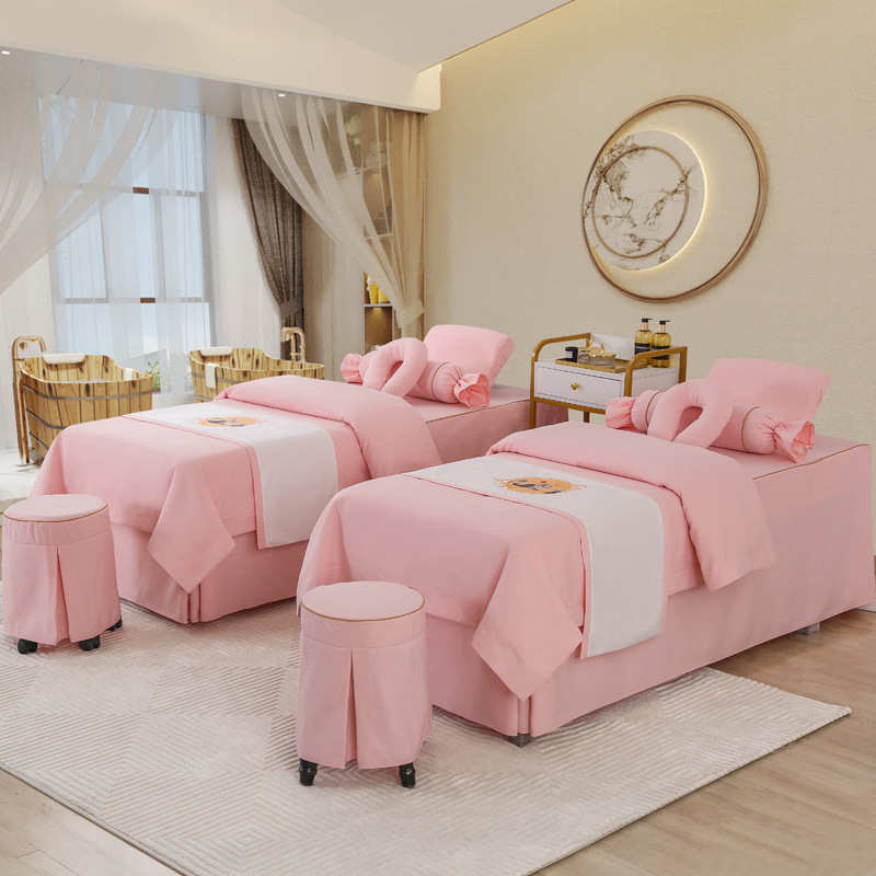 件套四印制美容简约logo批发套洗头床床罩床罩美容院按摩美体高档