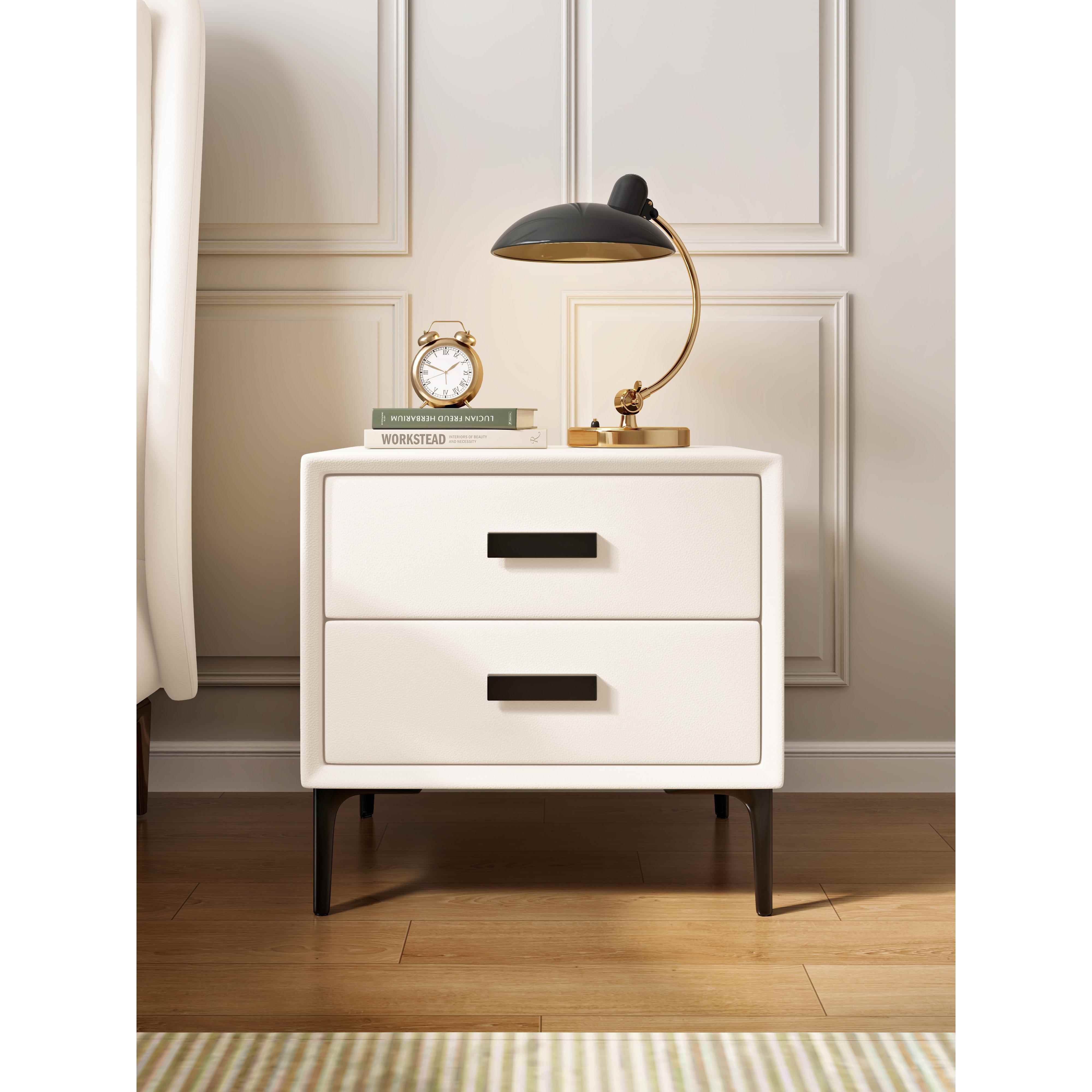 正品高端优松轻木奢质皮质约实木床头柜简收纳储物柜