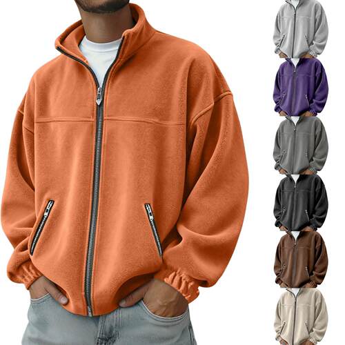 Men's stand up collar zipper sweatshirt jacket