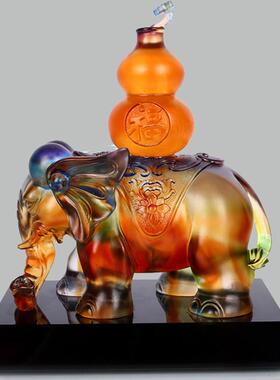 琉璃招财大象一对客厅家居装饰品结婚乔迁开 业礼品创意摆件手工