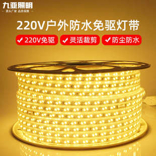 线型灯 220v高压5730软灯条双斜排三排led灯带户外工程防水插电款