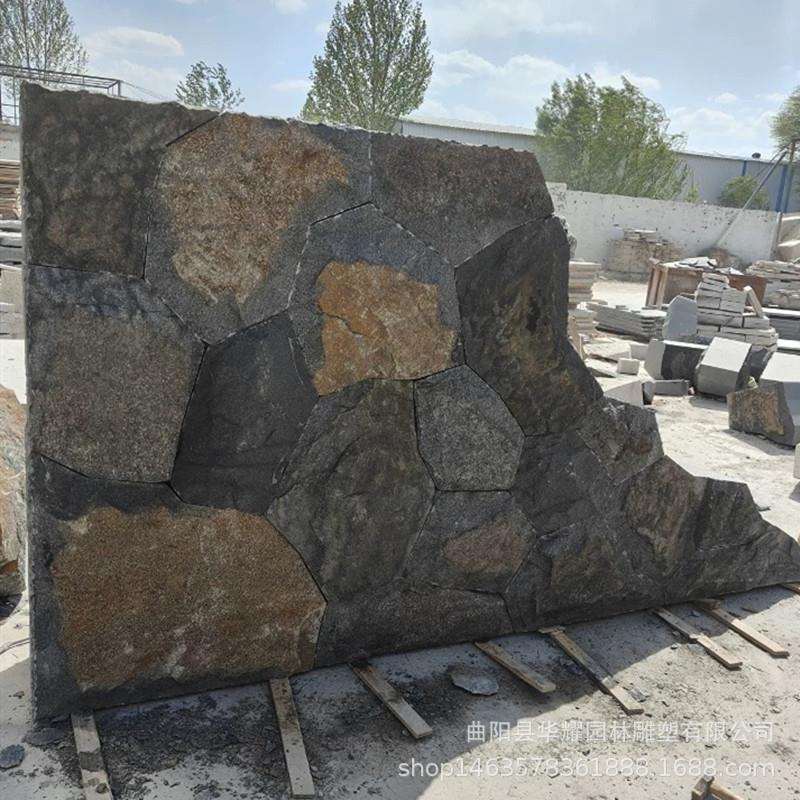 中国黑景砌石墙石皮干挂天然石材背景砌墙石别墅庭院花园小区