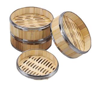 笼屉竹制蒸笼盖子13cm饭店圆形篦子蒸包子蒸屉小蒸屉不锈钢包边替