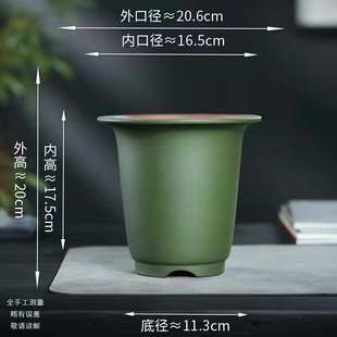 #@紫砂花盆民国绿手工兰花盆大口径春兰剑兰盆室内桌面绿