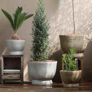 浮雕奖杯花盆字母装饰花器绿植盆栽橱窗入户庭院覆古做旧北欧简约