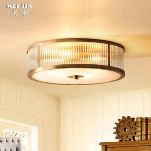 美式 餐厅楼梯书房阳台吸顶灯 具卧室过道楼全铜门口吸顶灯房间复式