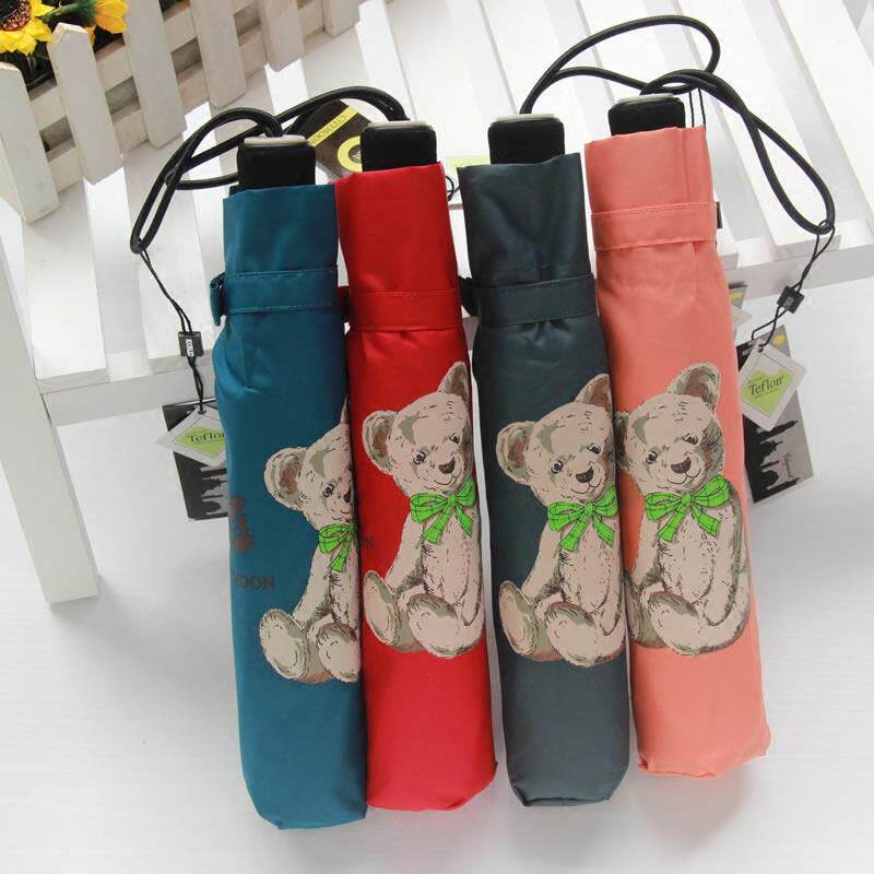 正品citymoon三折叠可爱枫叶大泰迪熊个性超大两用晴雨伞防紫外线