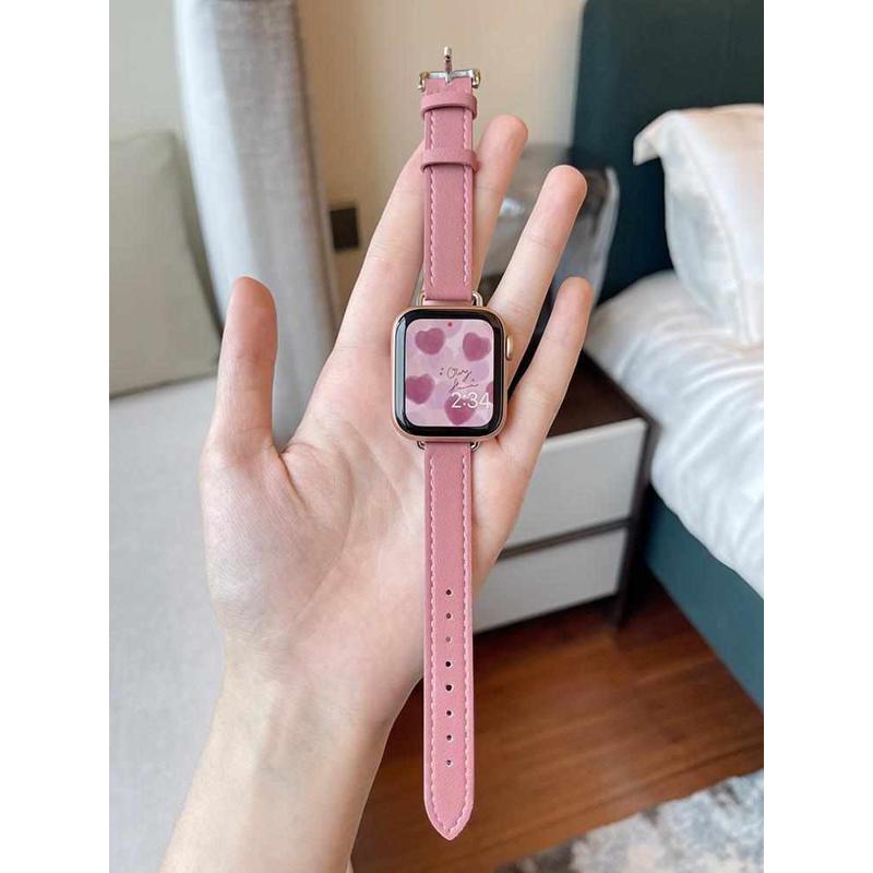 柔软小蛮腰细版真皮适用applewatch苹果手表7代6iwatch表带5432se