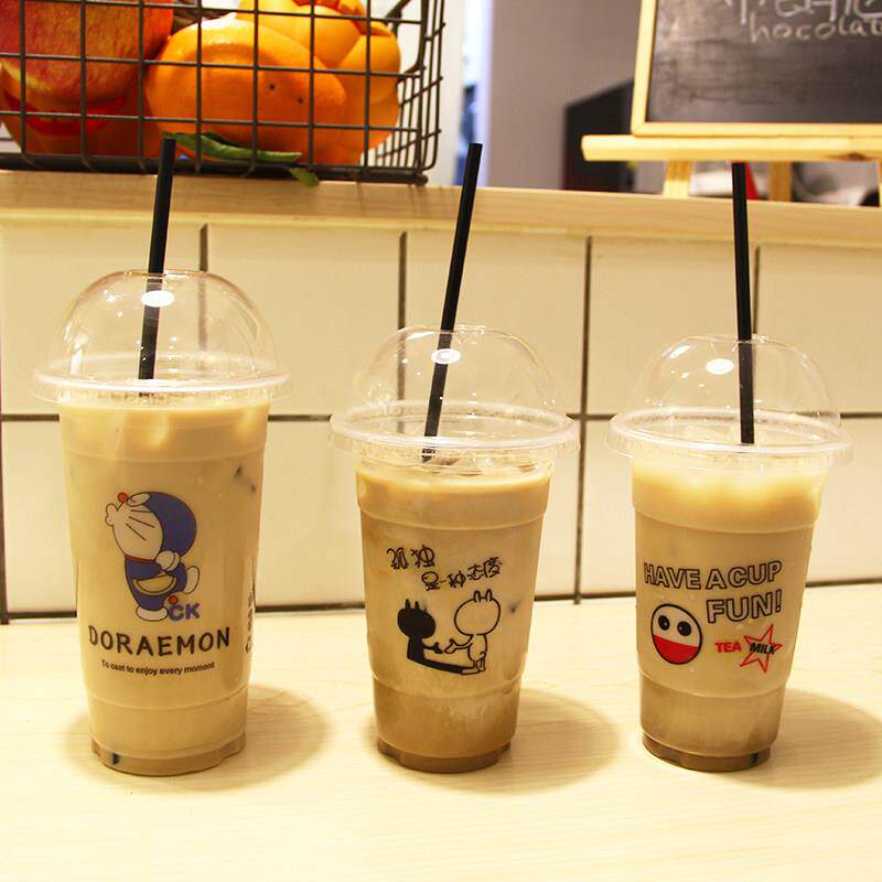 95口径一次性奶茶杯子 果汁杯 塑料杯带盖子冷饮杯整箱1000祇装