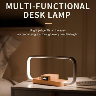 3合1无线充电发光二极管床头灯带USB端口无级调光和可调5色温台灯