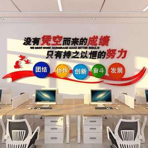 办公室装饰标语团队励志墙贴3d立体亚克力文字公司企业文化墙布置