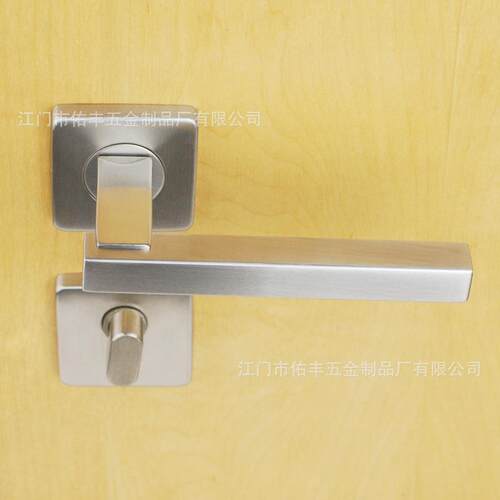 304不锈钢管型室内卧室房间门锁把手 分体式方盖方管空心执手锁