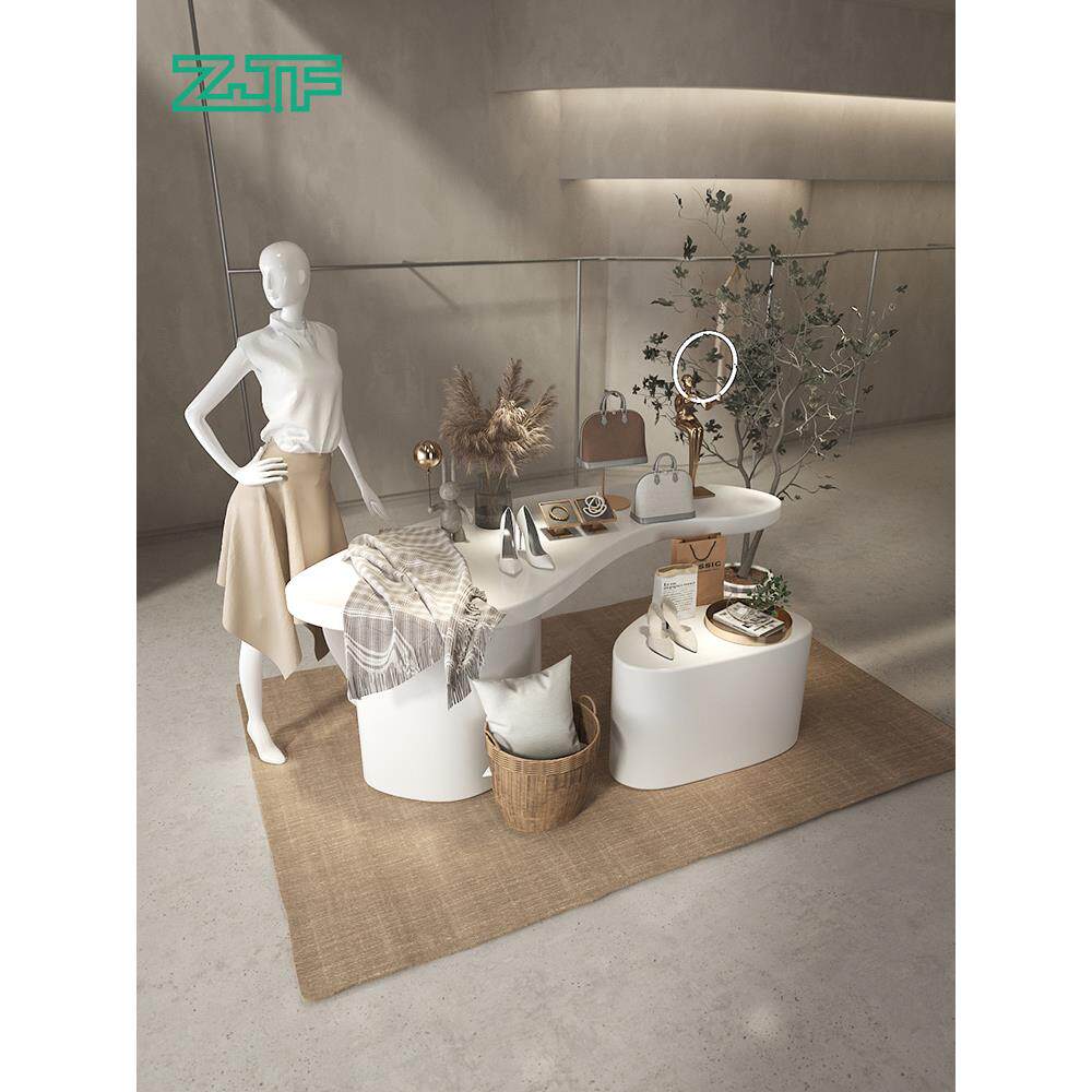 众匠坊服装店展示架陈列装饰道具流水台中岛展示桌白色烤漆展示台