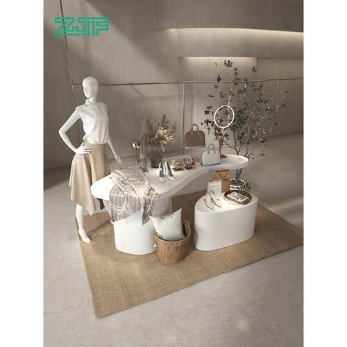 众匠坊服装店展示架陈列装饰道具流水台中岛展示桌白色烤漆展示台