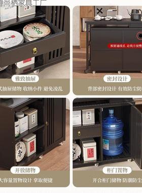 可色旋转茶桌小茶柜家胡桃车楠竹可移动泡茶台阳76147台用桌椅组