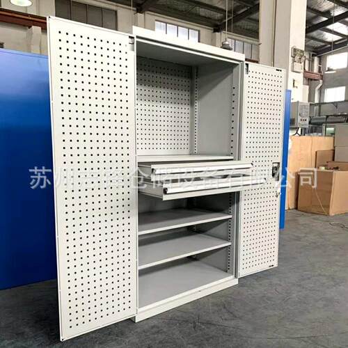 车间重型双开门透明亚克力工具柜钢制置物柜带挂板移门卷门柜