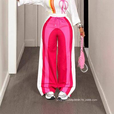 Women's Fashion Summer Thin Colorblock Print Pants
