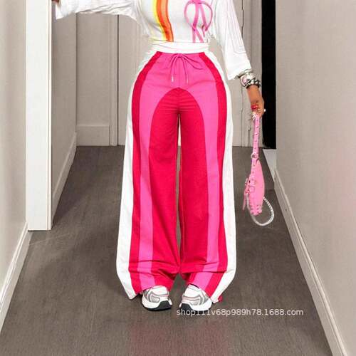 Women's Fashion Summer Thin Colorblock Print Pants