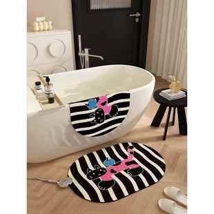 黑色浴室地垫厕所防滑垫卫生间门口脚垫卡通家用淋浴硅藻泥吸水垫