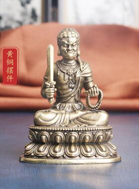 复古黄铜不动明王佛像桌面摆件宗教供奉铜雕神像工艺品老铜器