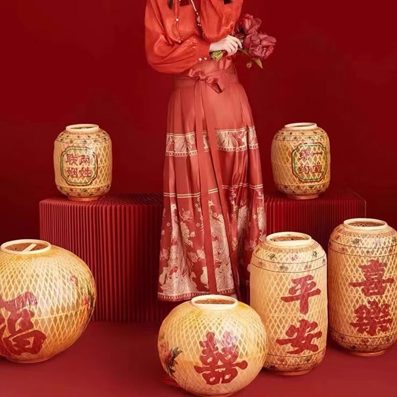 传统竹编油纸灯笼潮汕灯笼中式婚庆节日布置摄影汉服拍照装饰道具