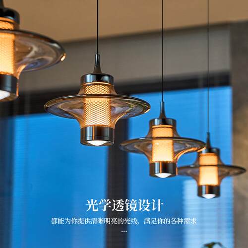 高级感艺术风吊灯创意轻奢飞碟艺术玻璃餐厅吧台客厅复式餐厅吊灯