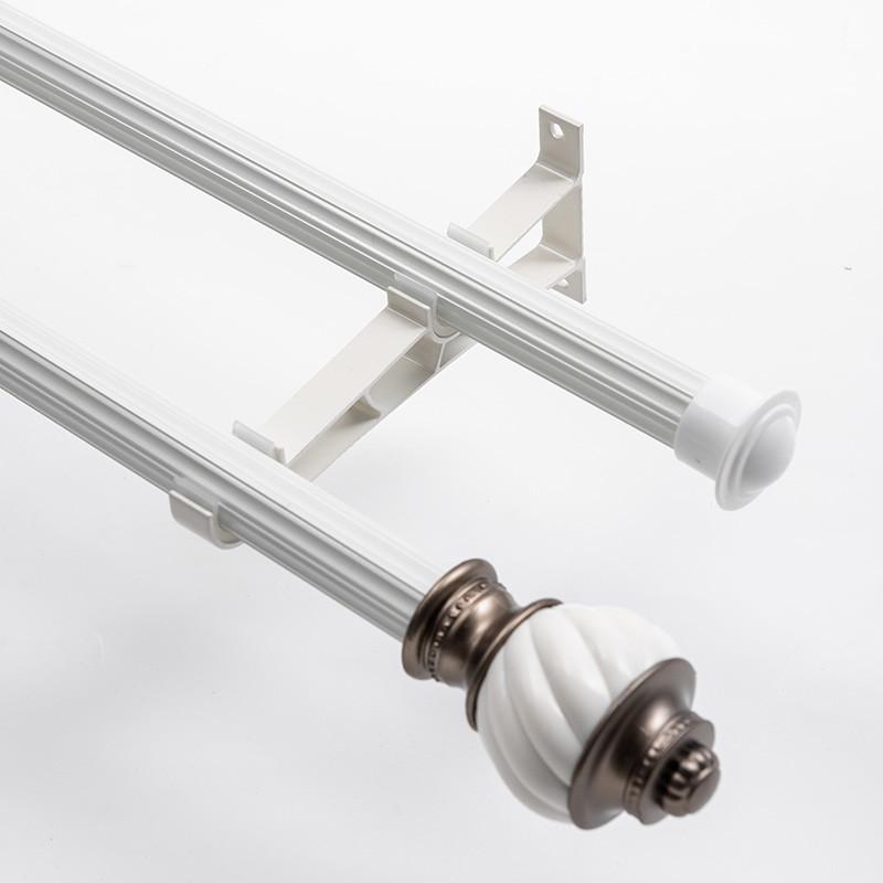 瑞卡丽丝北欧简约旋转圆头罗马杆现代感窗帘杆加厚铝合金承重强