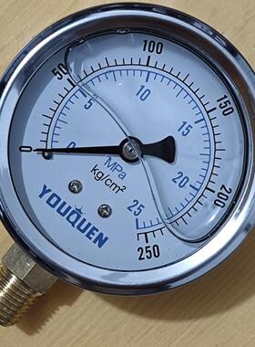 优群耐冲击压力表yn6063油鲲液压径向立式10/25/40/60Mpa Kg/Cm