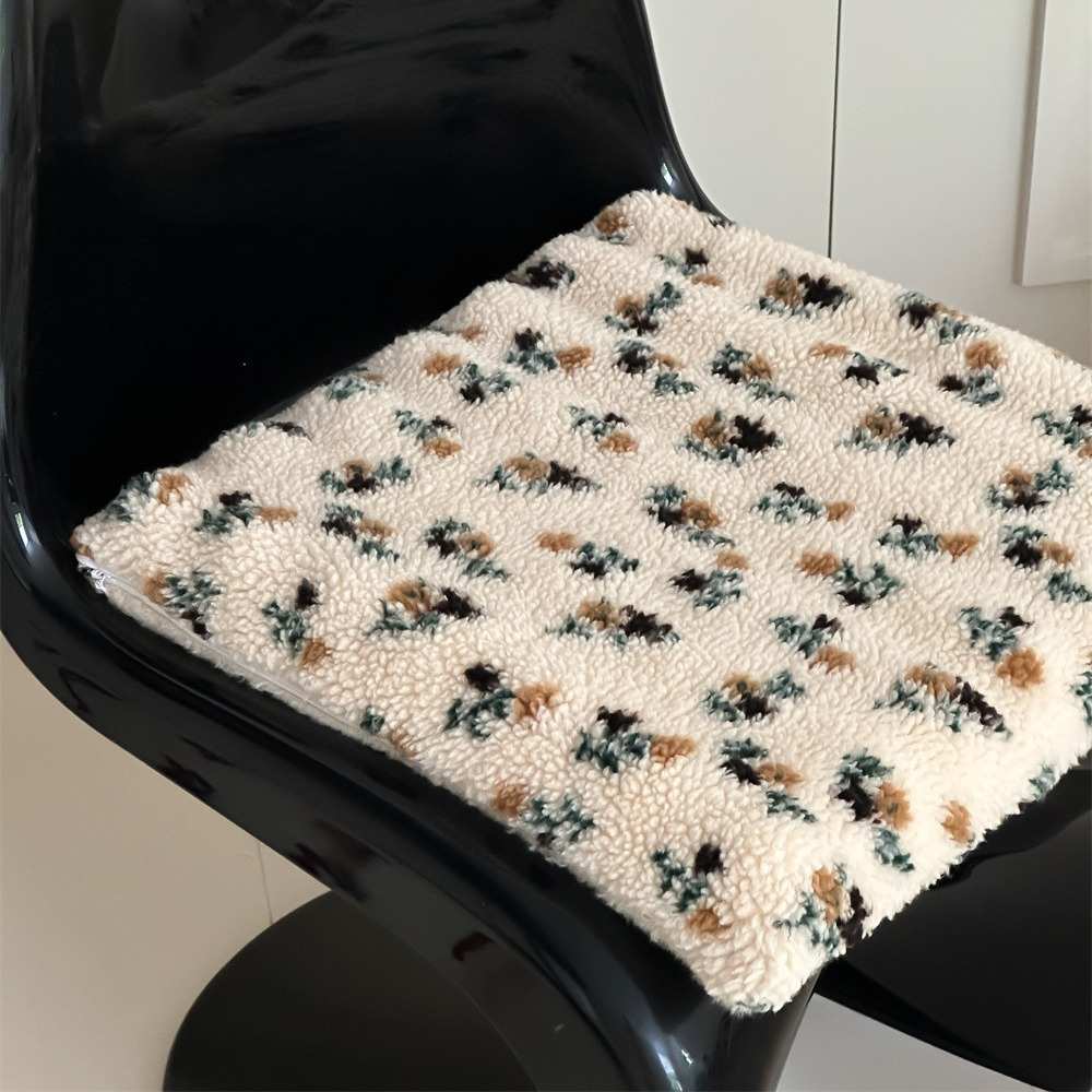 棋盘格坐垫格尔 提花羊羔毛格子可拆卸外面方形办公室椅垫沙发垫