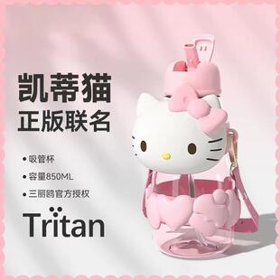 HelloKitty水杯夏天女生高颜值儿童学生上学专用塑料耐高温吸管杯