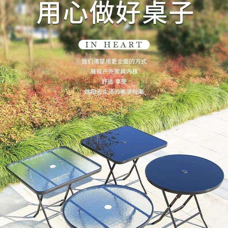 创意家具休闲咖色钢化玻璃欧式餐桌铁艺透明玻璃别墅圆桌厂家