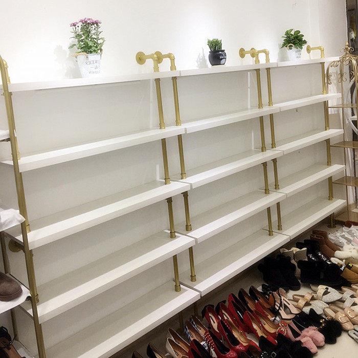 鞋店鞋架上墙多层鞋架金色童鞋架展示架店铺陈列鞋架落地女鞋展柜