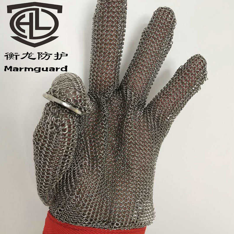 批发玻璃厂工作防割5级钢环手套 透气吸汗防刺切割手套