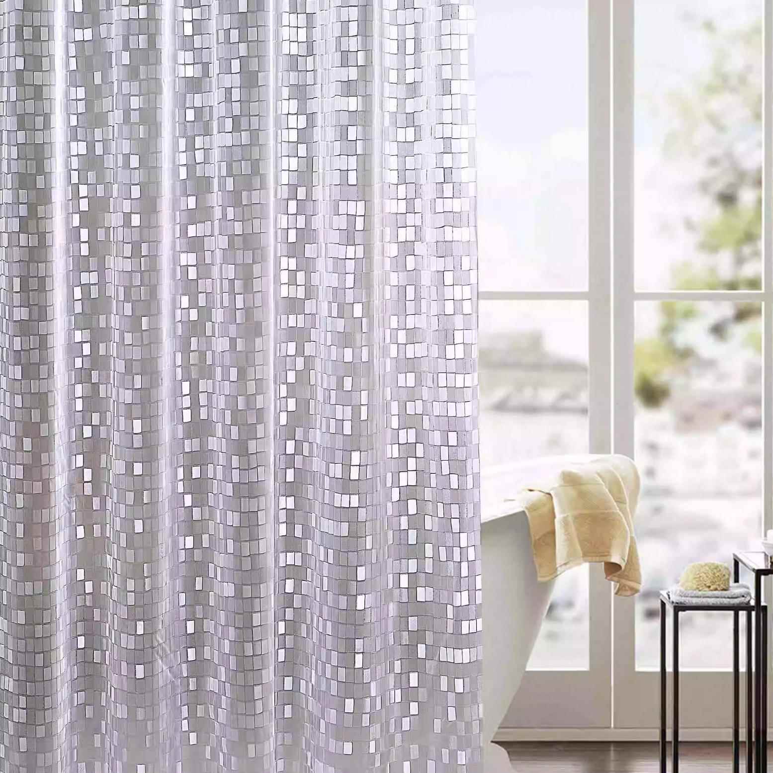 新款3d浴室帘PVC防水浴帘鹅卵石窗帘卫生间门帘现货地毯