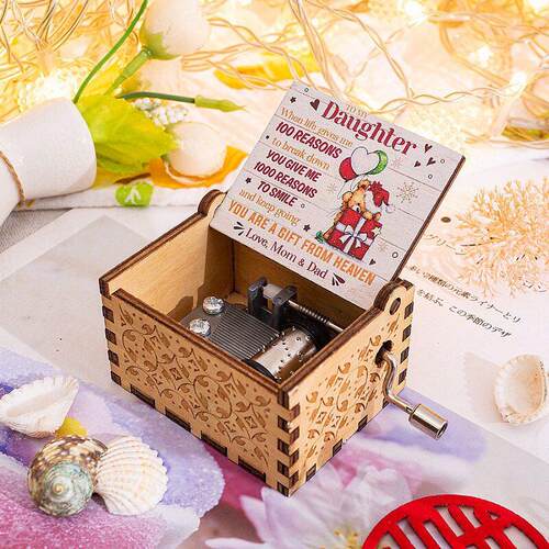 Wooden music box Merry Christmas gift八音盒圣诞快乐礼物