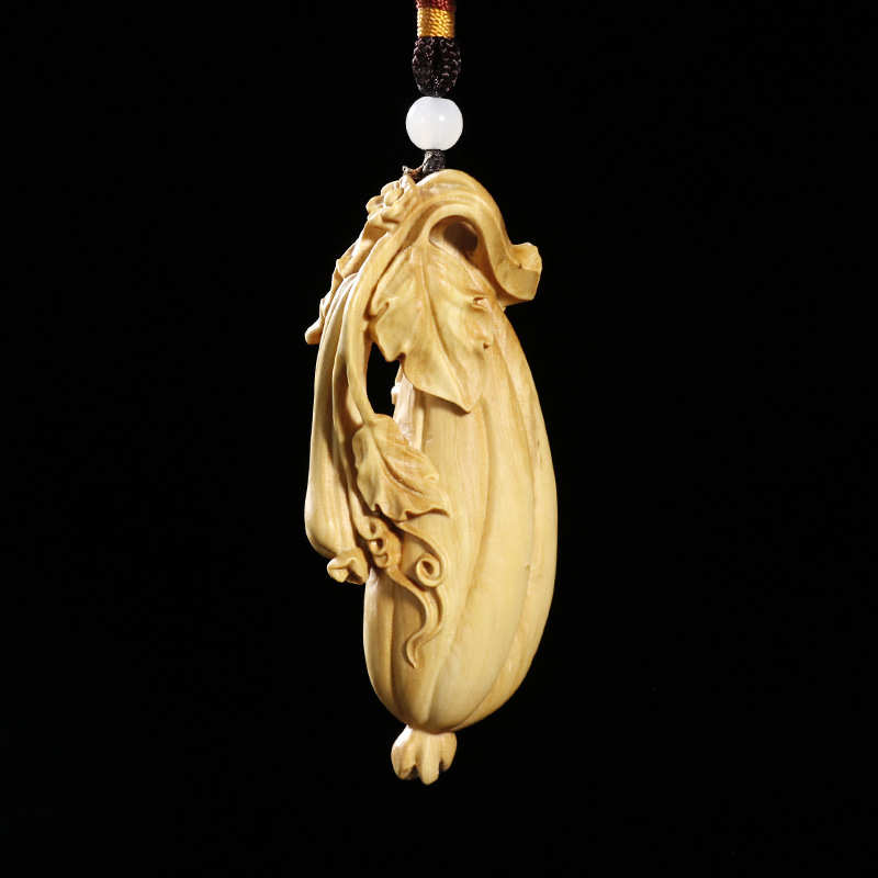 小叶黄杨木雕木质家居装饰品汽车挂件丝瓜摆件工艺品手把件顶呱呱