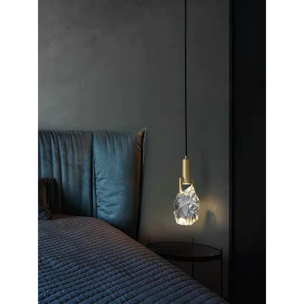 现代轻奢全铜水晶吊厅灯个性创意卧室床头客餐厅灯台单头小XST520