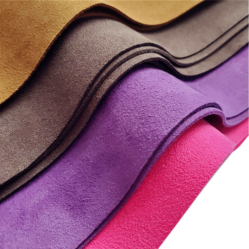 厂价直销 现货1.2mm黑色灰色双面绒手套服装鞋面翻毛绒面超纤皮料