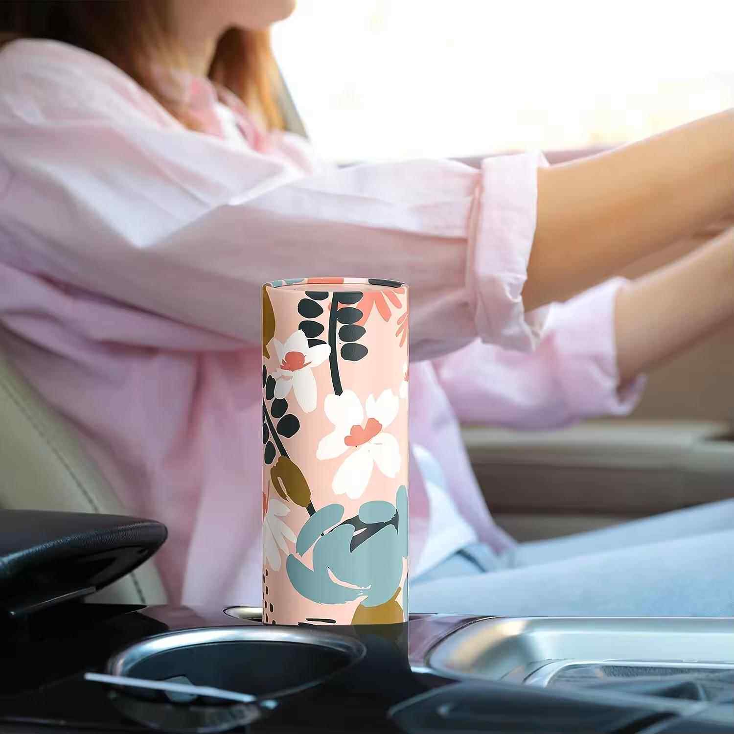 花卉车载纸巾圆筒纸巾筒车内座式圆筒车纸巾桶temu热卖
