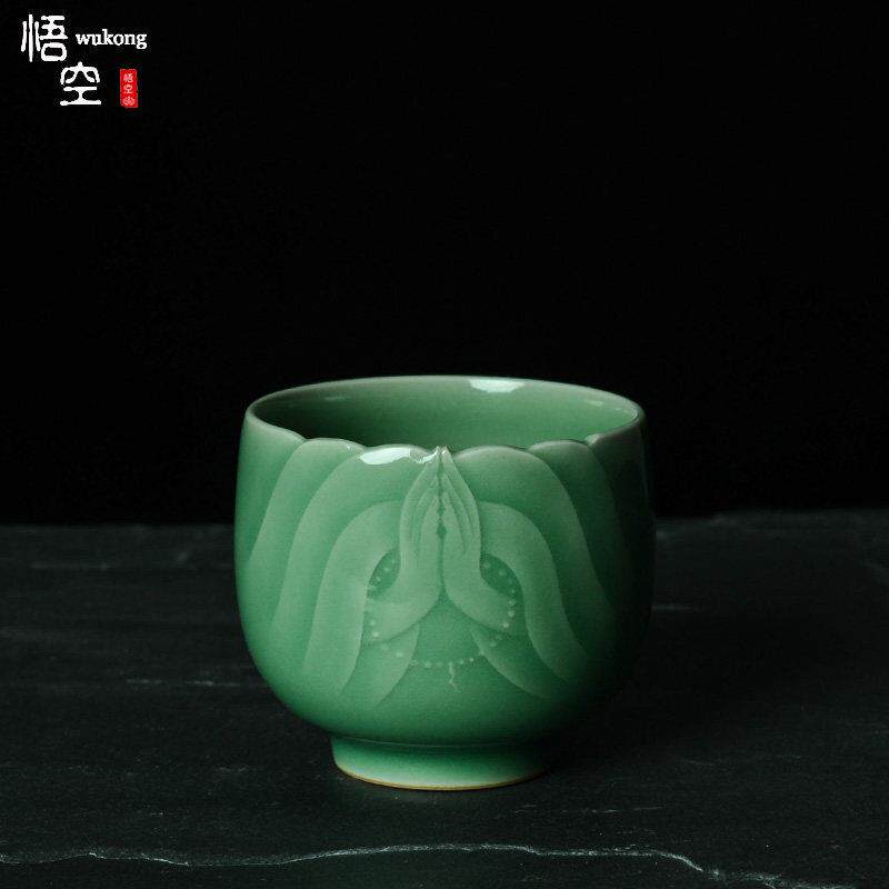 新款龙泉青瓷梅子青手工茶具主人杯单杯大号男士高端品茗杯个人杯