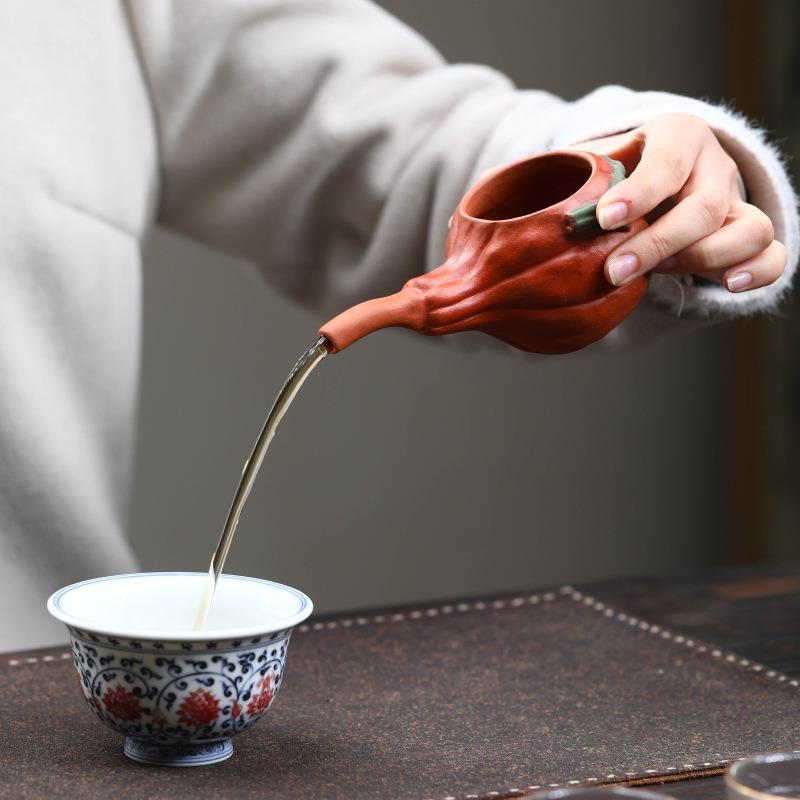 宜兴紫砂壶公道杯手工分茶器仿生南瓜手抓壶茶道配件茶具茶玩