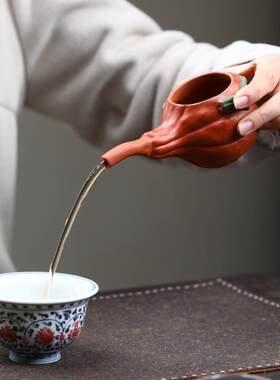 宜兴紫砂壶公道杯手工分茶器仿生南瓜手抓壶茶道配件茶具茶玩