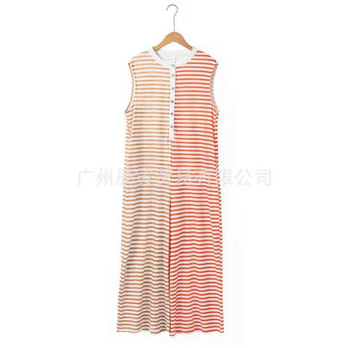 Jumpsuit Overalls Pants Women Casual Loose Striped Wide Leg